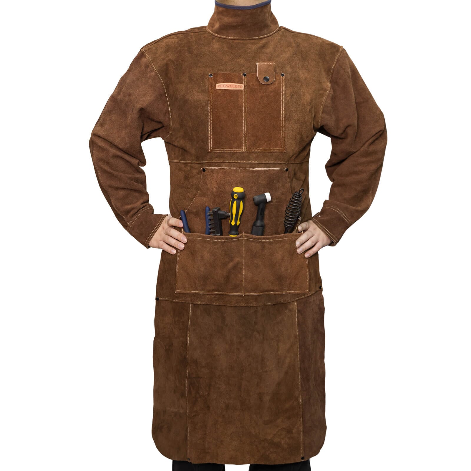 Leather Welding Apron with Sleeves | Heat & Flame Resistant