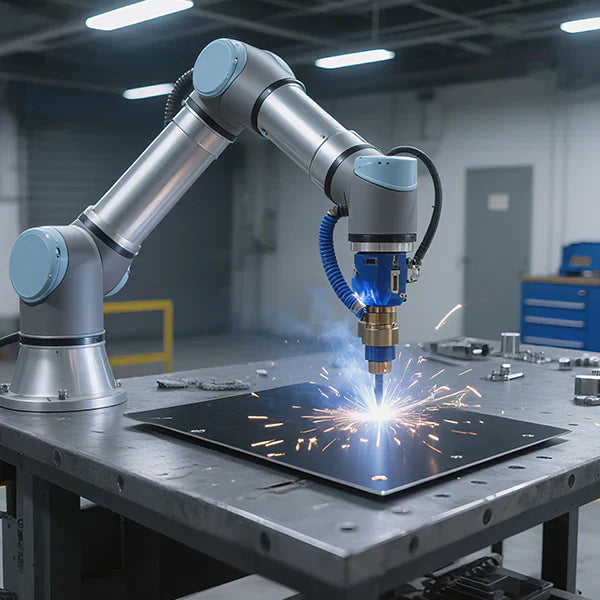 Compact desktop robotic welding in action.
