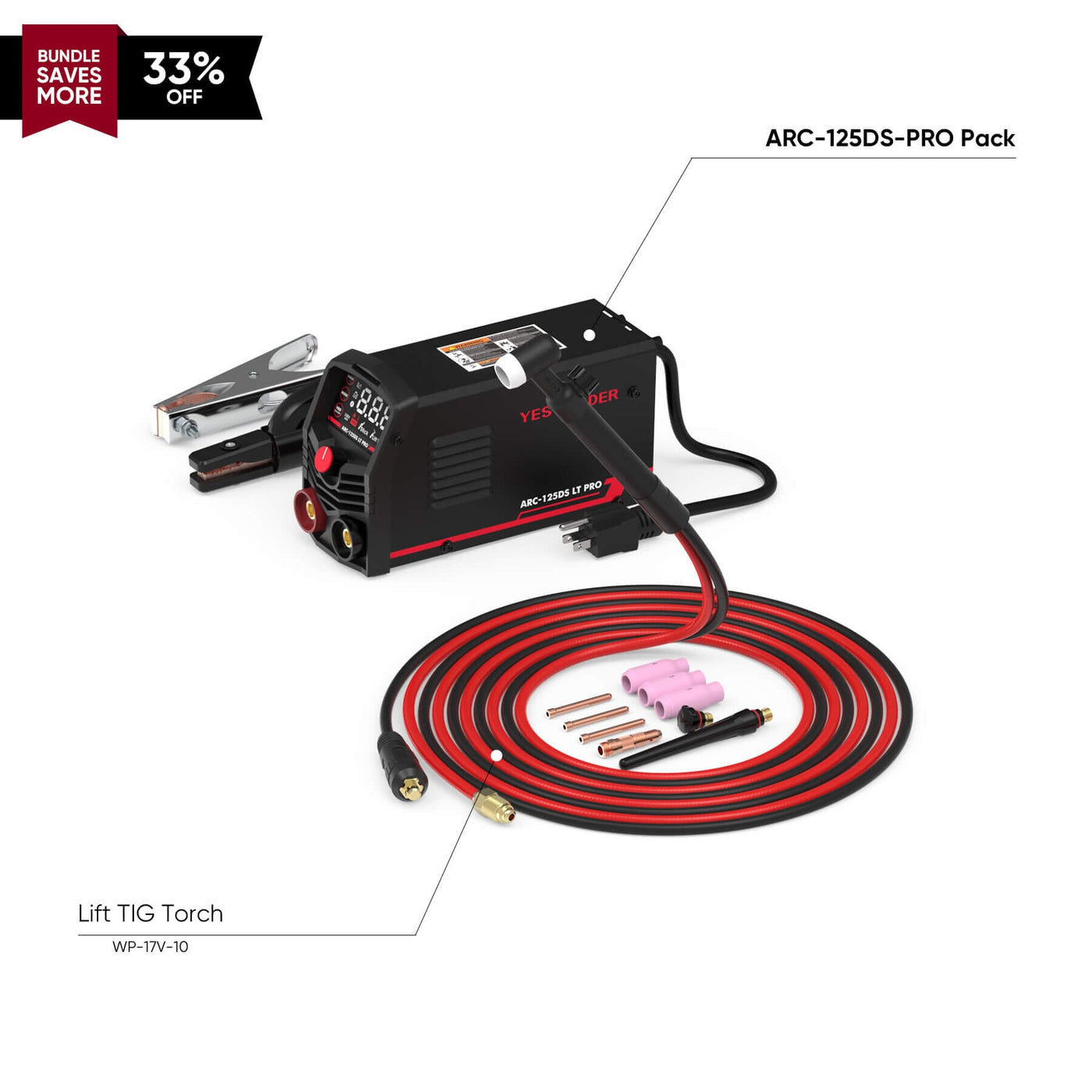 ARC-125DS-PRO 110V Mini Portable Stick Welder Hardware > Tools > Welders & Plasma Cutters YesWelder Welder+Combo Bundle｜ Only $83.64 (Save $41.34) 