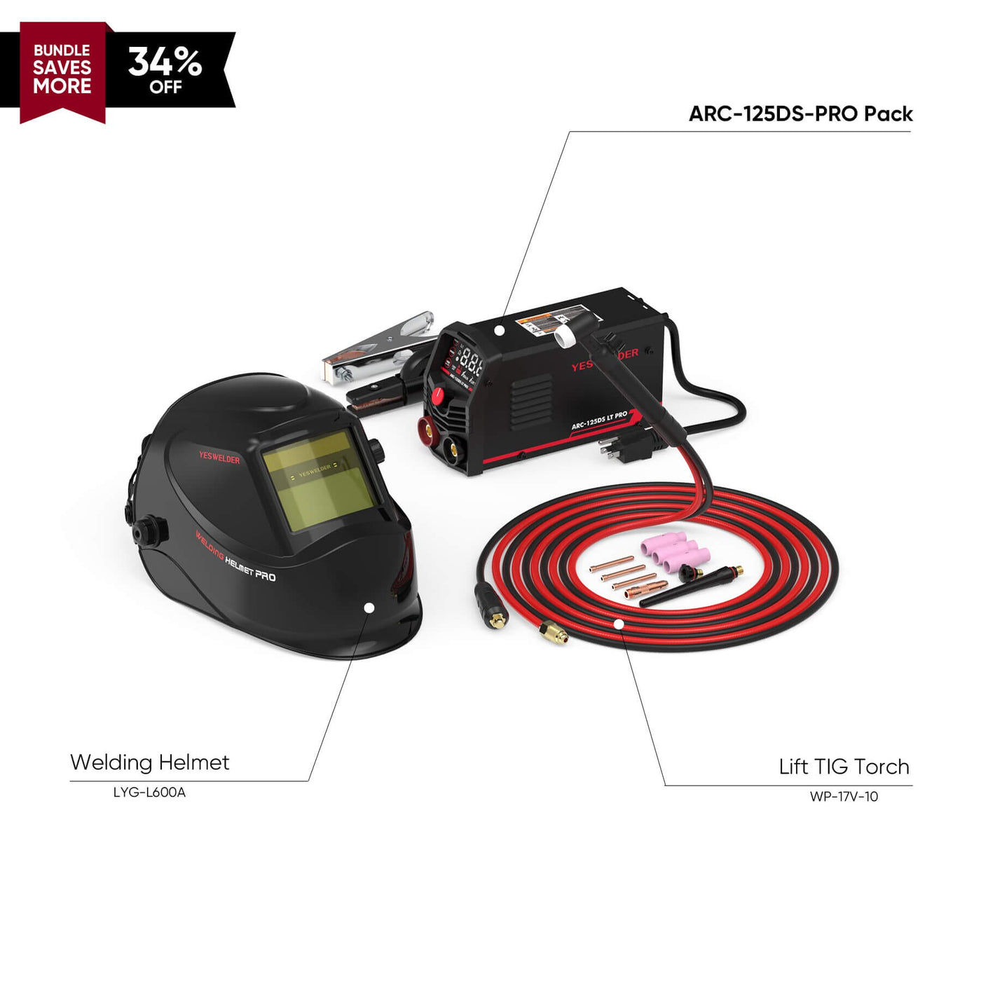 ARC-125DS-PRO 110V Mini Portable Stick Welder Hardware > Tools > Welders & Plasma Cutters YesWelder Welder+Promo Bundle｜ Only $108.83 (Save $56.14) 