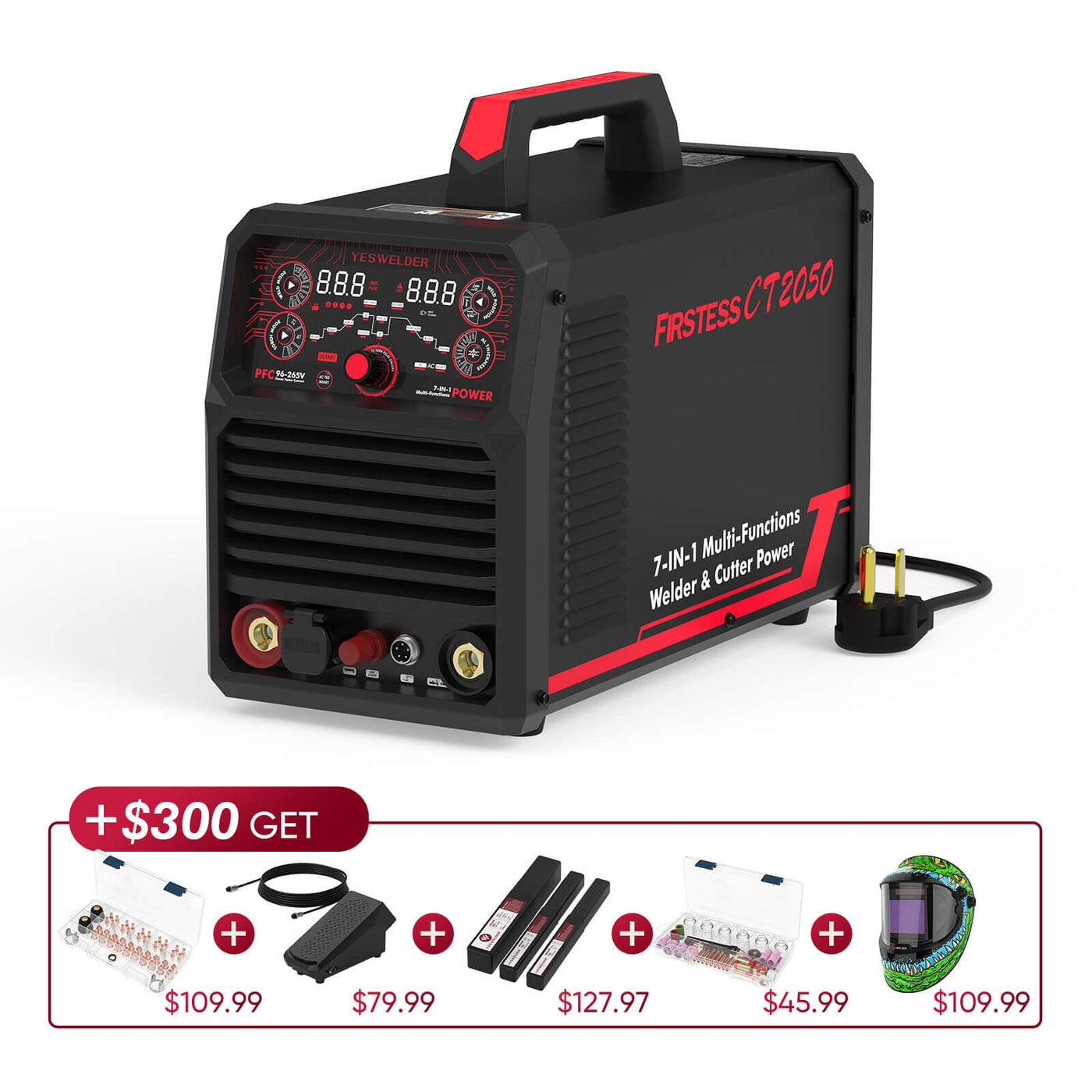 FIRSTESS CT2050 Powerful 7-in-1 Welder & Cutter Hardware > Tools > Welders & Plasma Cutters YesWelder Welder+Promo Bundle (+300USD) 