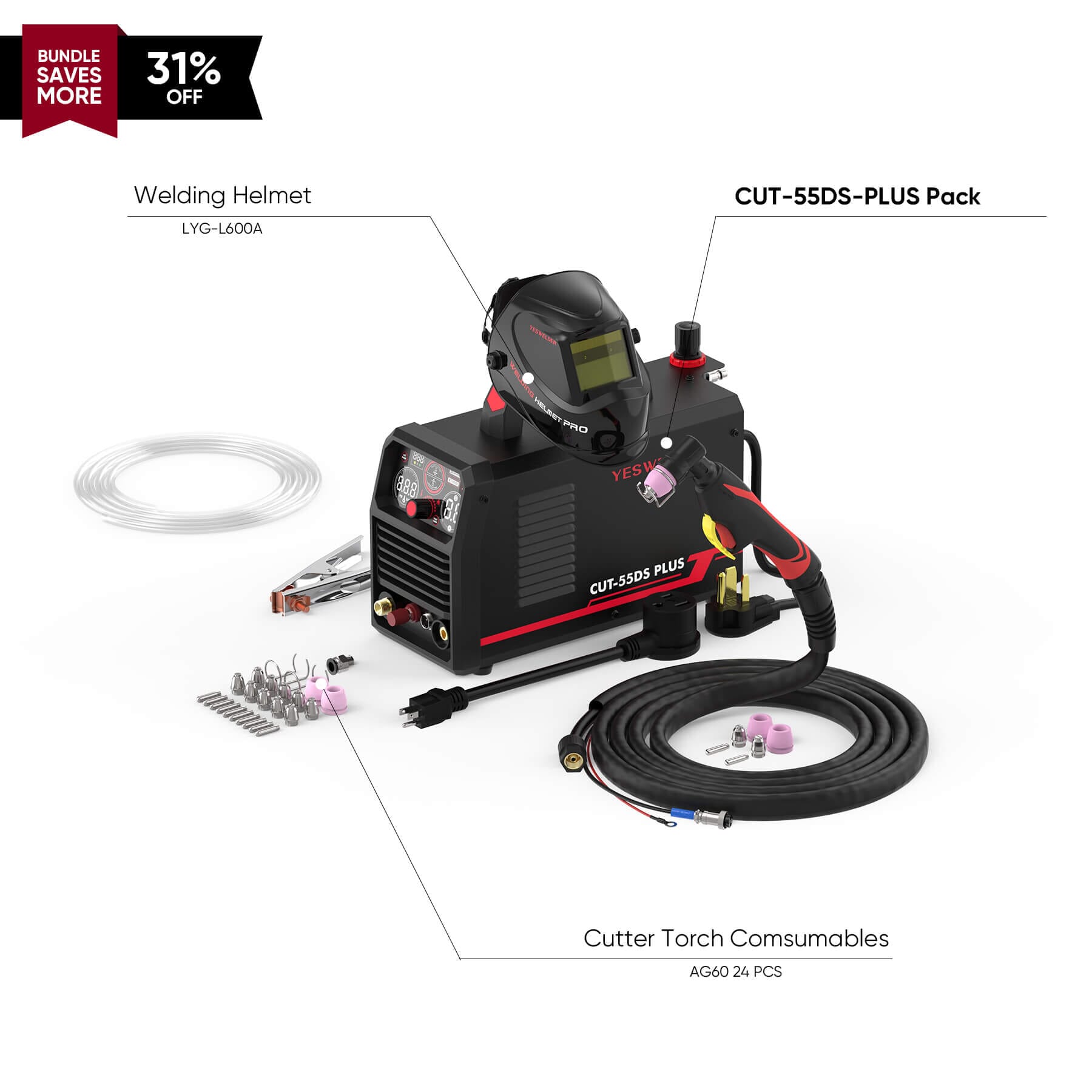 CUT 55DS-PLUS plasma cutter with HF pilot arc