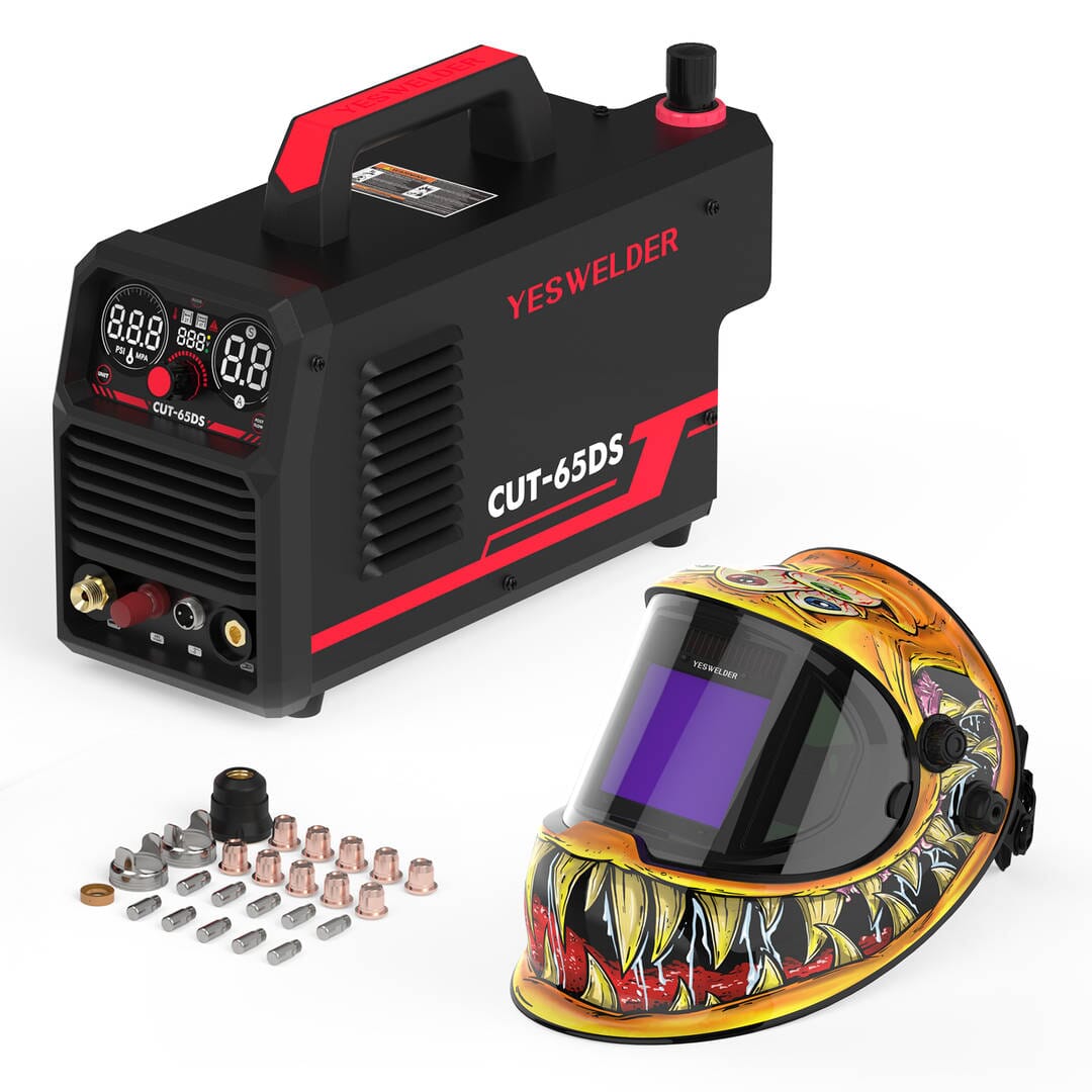 CUT-65DS-PRO Non-HF Non-Touch Pilot Arc Plasma Cutter Hardware > Tools > Welders & Plasma Cutters YesWelder Cutter+Helmet+Torch Consumables 