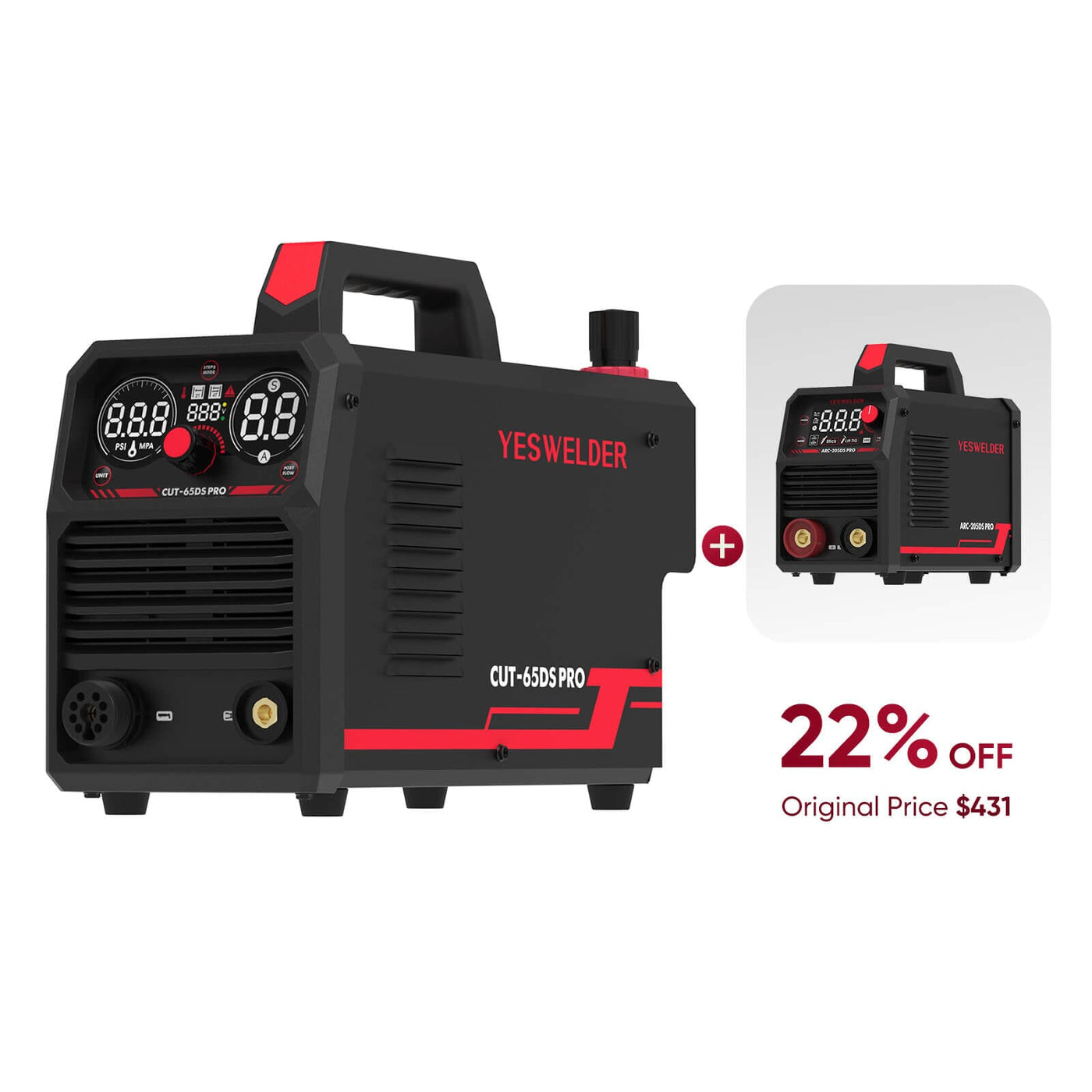 CUT-65DS-PRO Non-HF Non-Touch Pilot Arc Plasma Cutter Hardware > Tools > Welders & Plasma Cutters YesWelder Cutter+Stick Welder Only $336.18 (Save $94.82) 