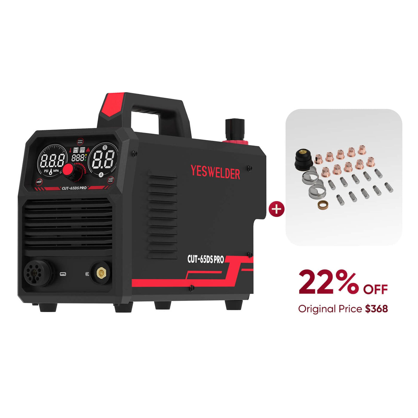 CUT-65DS-PRO Non-HF Non-Touch Pilot Arc Plasma Cutter Hardware > Tools > Welders & Plasma Cutters YesWelder Cutter+Torch Kits Only $287.04 (Save $80.96) 