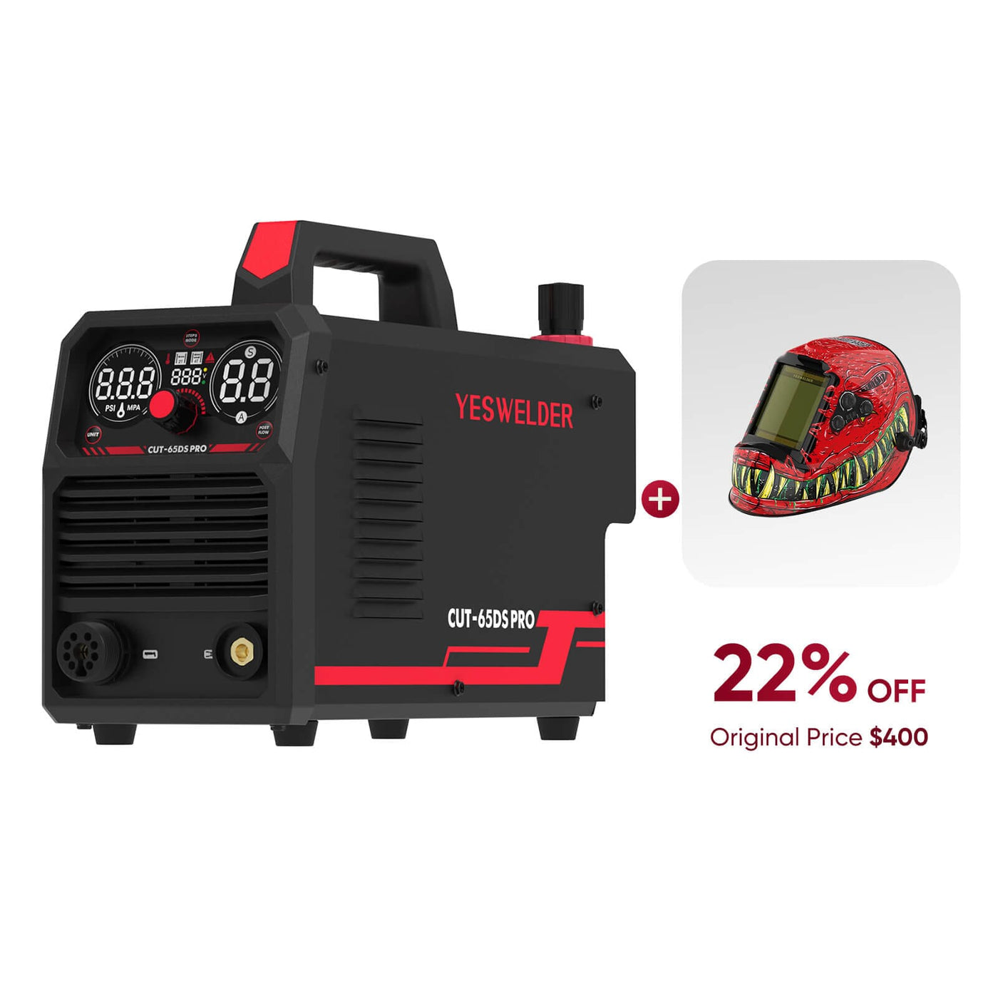 CUT-65DS-PRO Non-HF Non-Touch Pilot Arc Plasma Cutter Hardware > Tools > Welders & Plasma Cutters YesWelder Cutter+Helmet Only $312.00 (Save $80.96) 