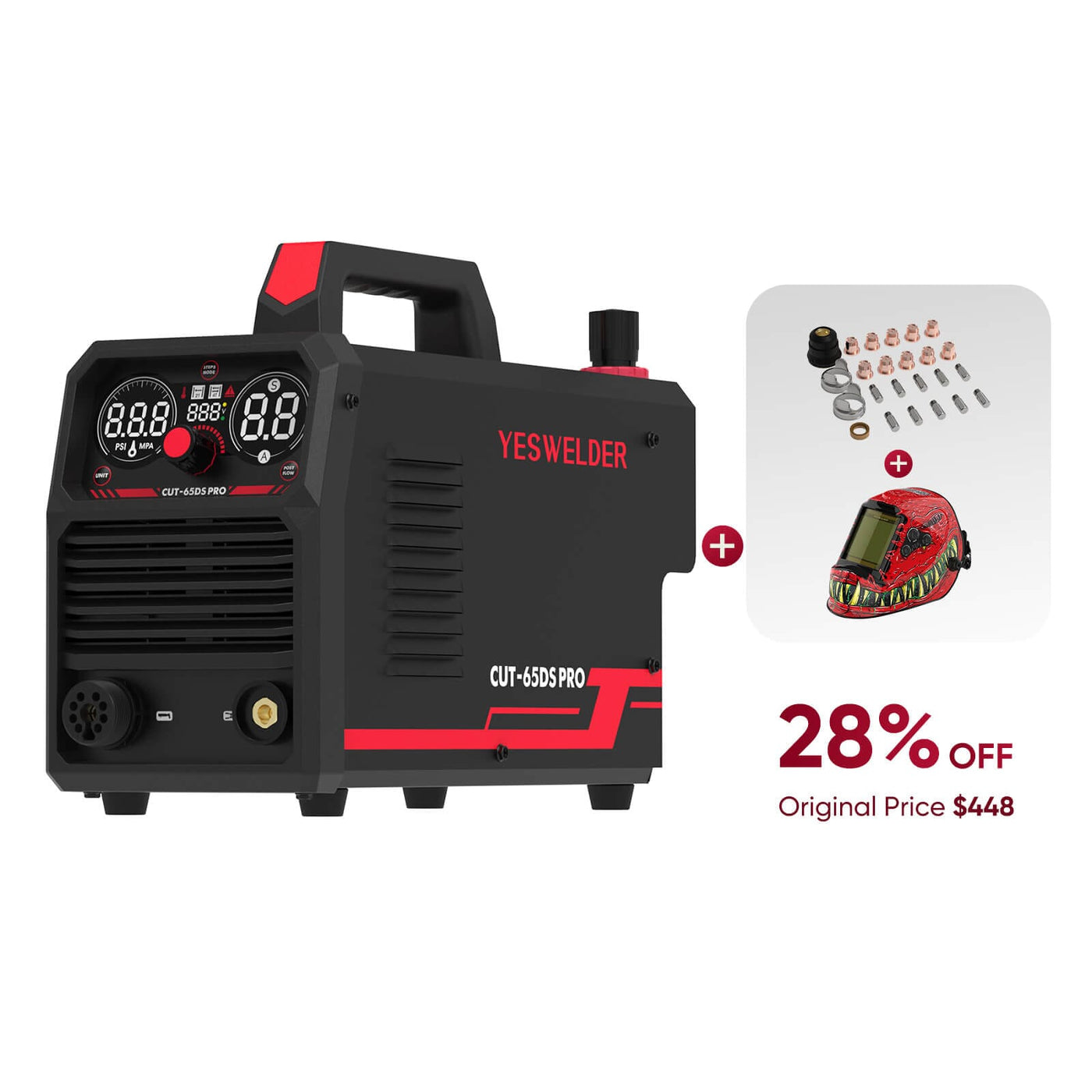 CUT-65DS-PRO Non-HF Non-Touch Pilot Arc Plasma Cutter +promo bundle