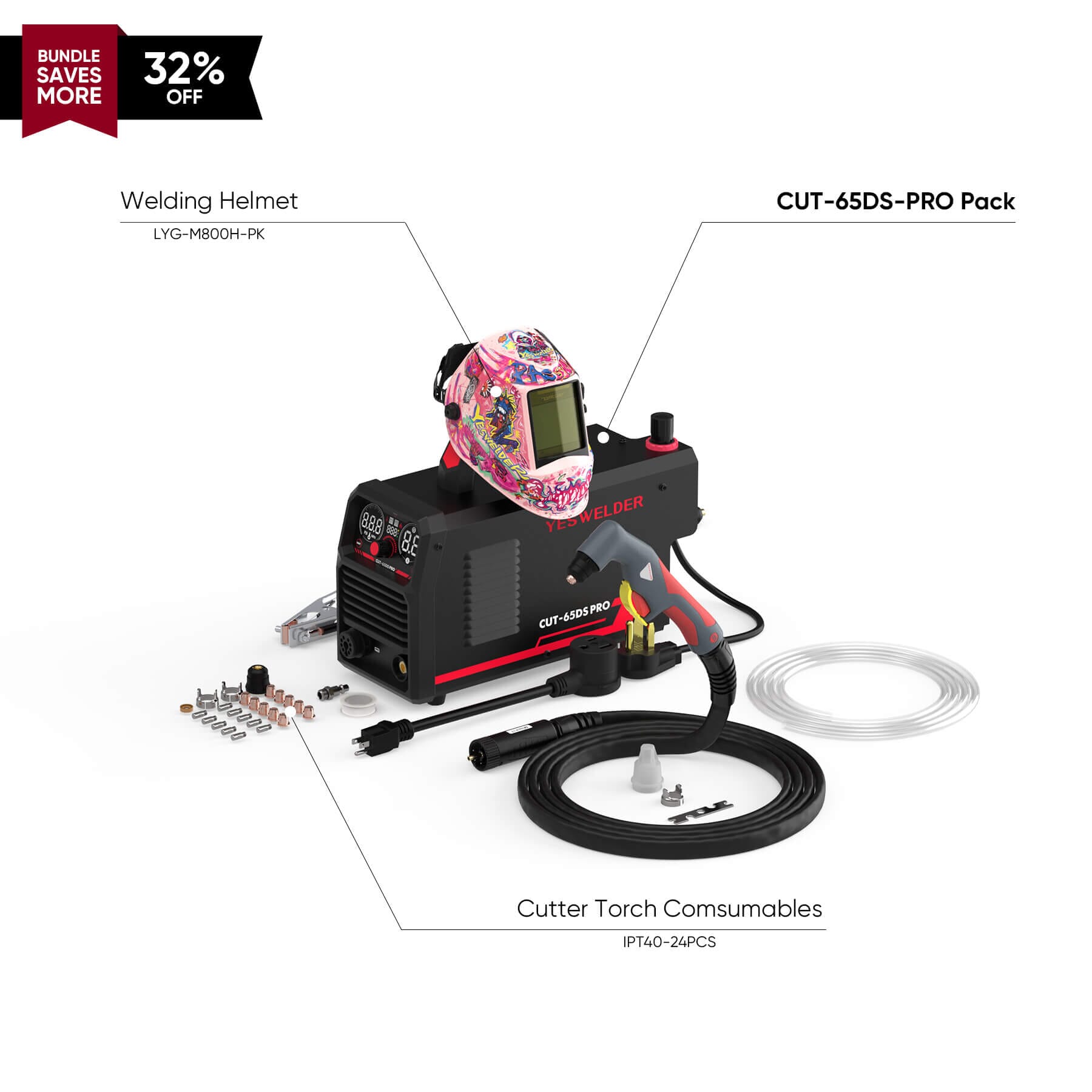 CUT-65DS-PRO Non-HF Non-Touch Pilot Arc Plasma Cutter Hardware > Tools > Welders & Plasma Cutters YesWelder Cutter+Promo Bundle｜ Only $324.79 (Save $155.19) 