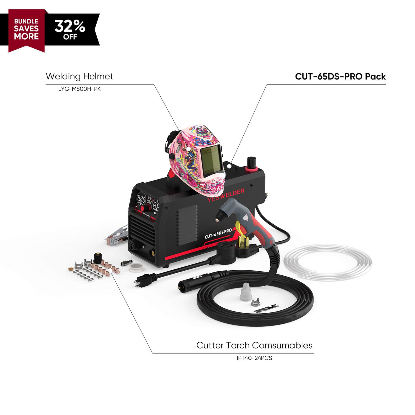 CUT-65DS-PRO Non-HF Non-Touch Pilot Arc Plasma Cutter Hardware > Tools > Welders & Plasma Cutters YesWelder Cutter+Promo Bundle｜ Only $324.79 (Save $155.19) 