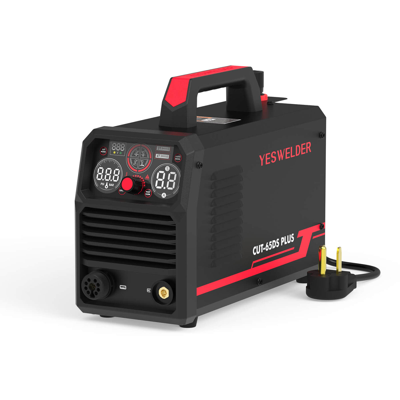 CUT-65DS-PLUS Plasma Cutter with Central-Connector Torch for Quick Heavy-Duty Cutting, Gouging and Marking
