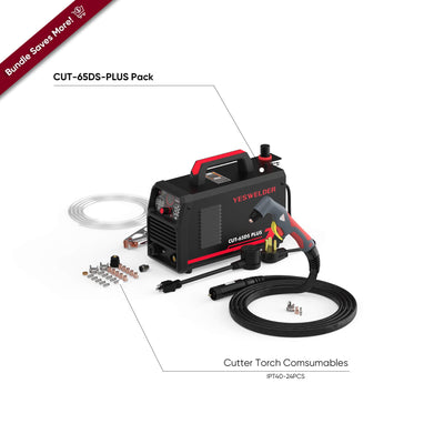 CUT-65DS PLUS Plasma Cutter with Central-Connector Torch for Quick Heavy-Duty Cutting, Gouging and Marking Hardware > Tools > Welders & Plasma Cutters YesWelder Cutter+Combo Bundle 