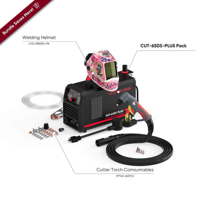 CUT-65DS PLUS Plasma Cutter with Central-Connector Torch for Quick Heavy-Duty Cutting, Gouging and Marking Hardware > Tools > Welders & Plasma Cutters YesWelder Cutter+Promo Bundle 