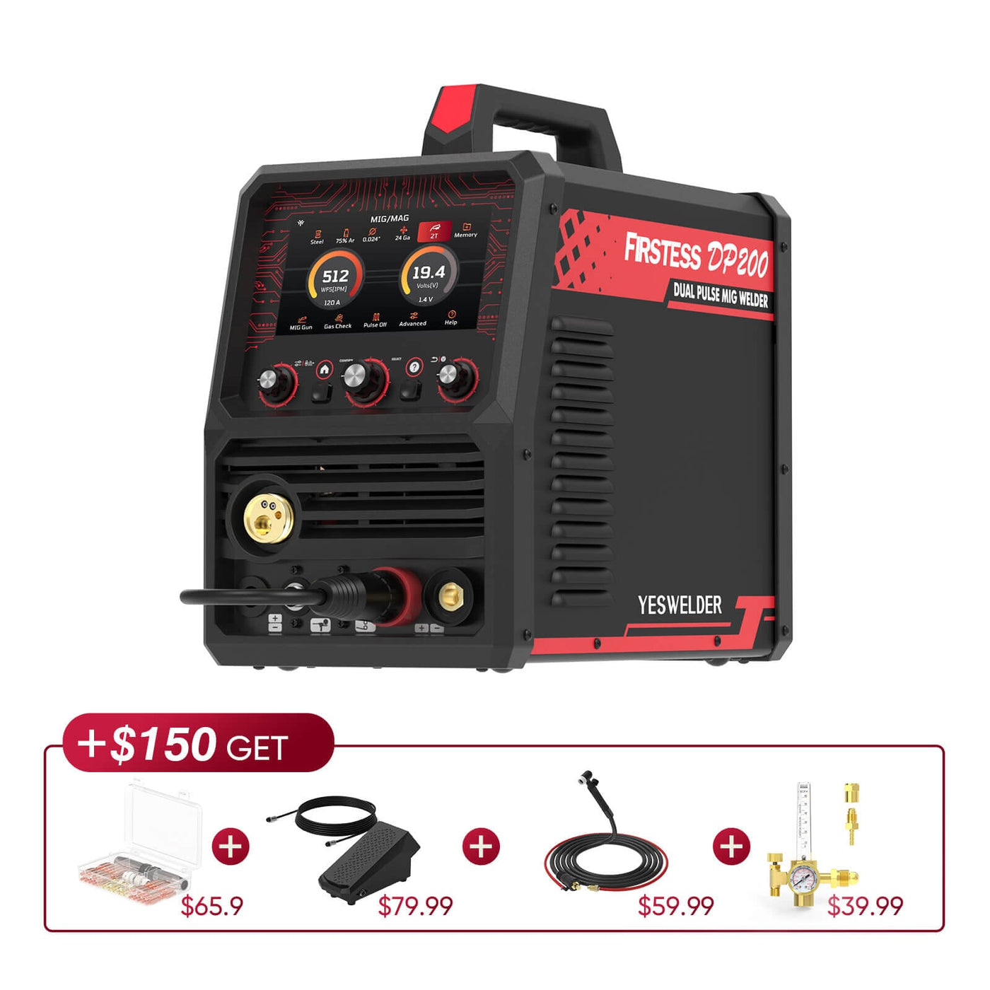 Firstess DP200-KS Multi-Process DualPulse™ MIG Welder Hardware > Tools > Welders & Plasma Cutters YesWelder Welder+Combo 