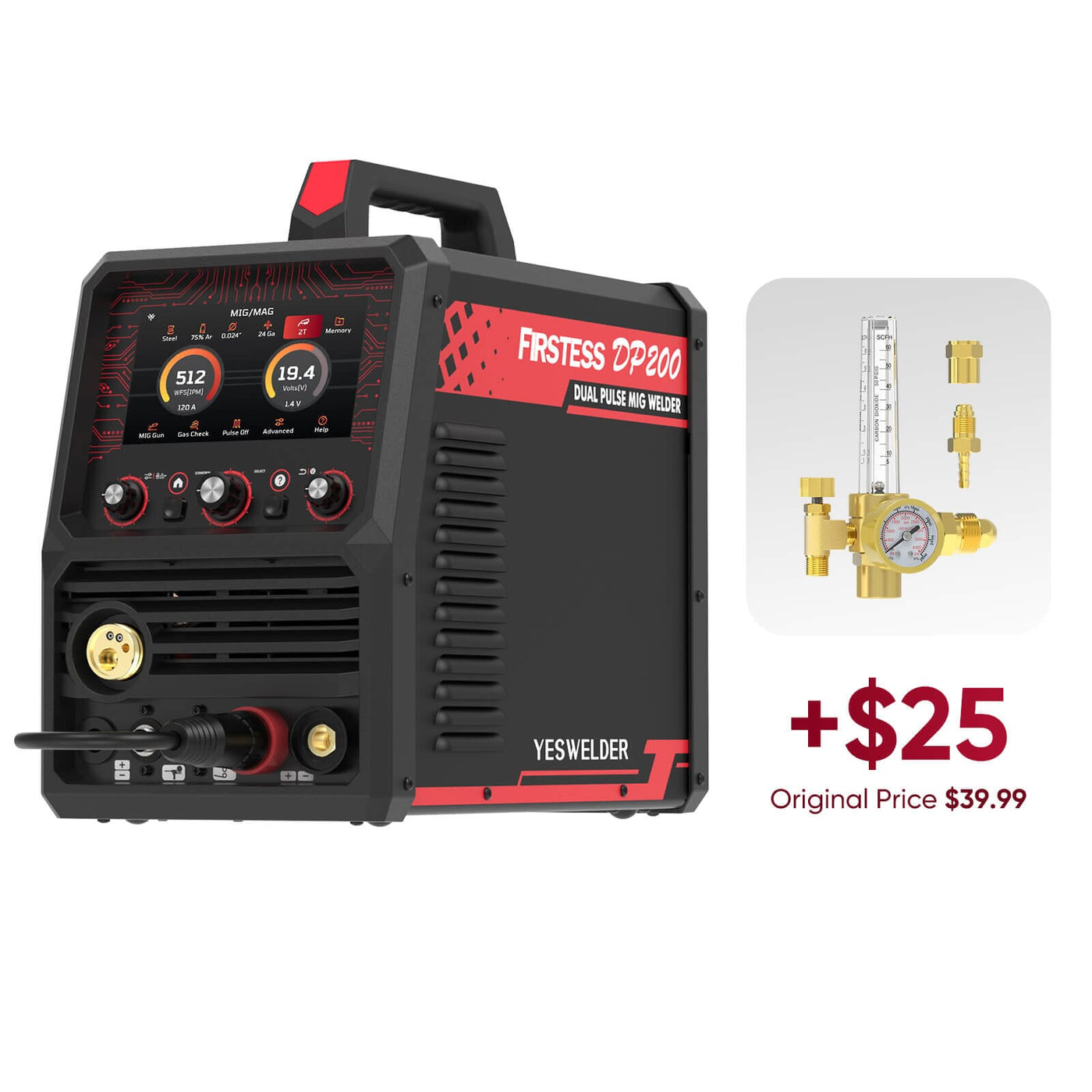 Firstess DP200-KS Multi-Process DualPulse™ MIG Welder Hardware > Tools > Welders & Plasma Cutters YesWelder Welder+Regulator 