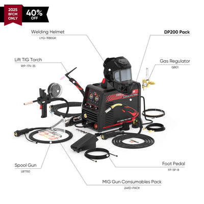 Firstess DP200 Multi-Process DualPulse™ MIG Welder Hardware > Tools > Welders & Plasma Cutters YesWelder Welder+Promo Bundle ｜ Only $764.37 (Save $514.57) 