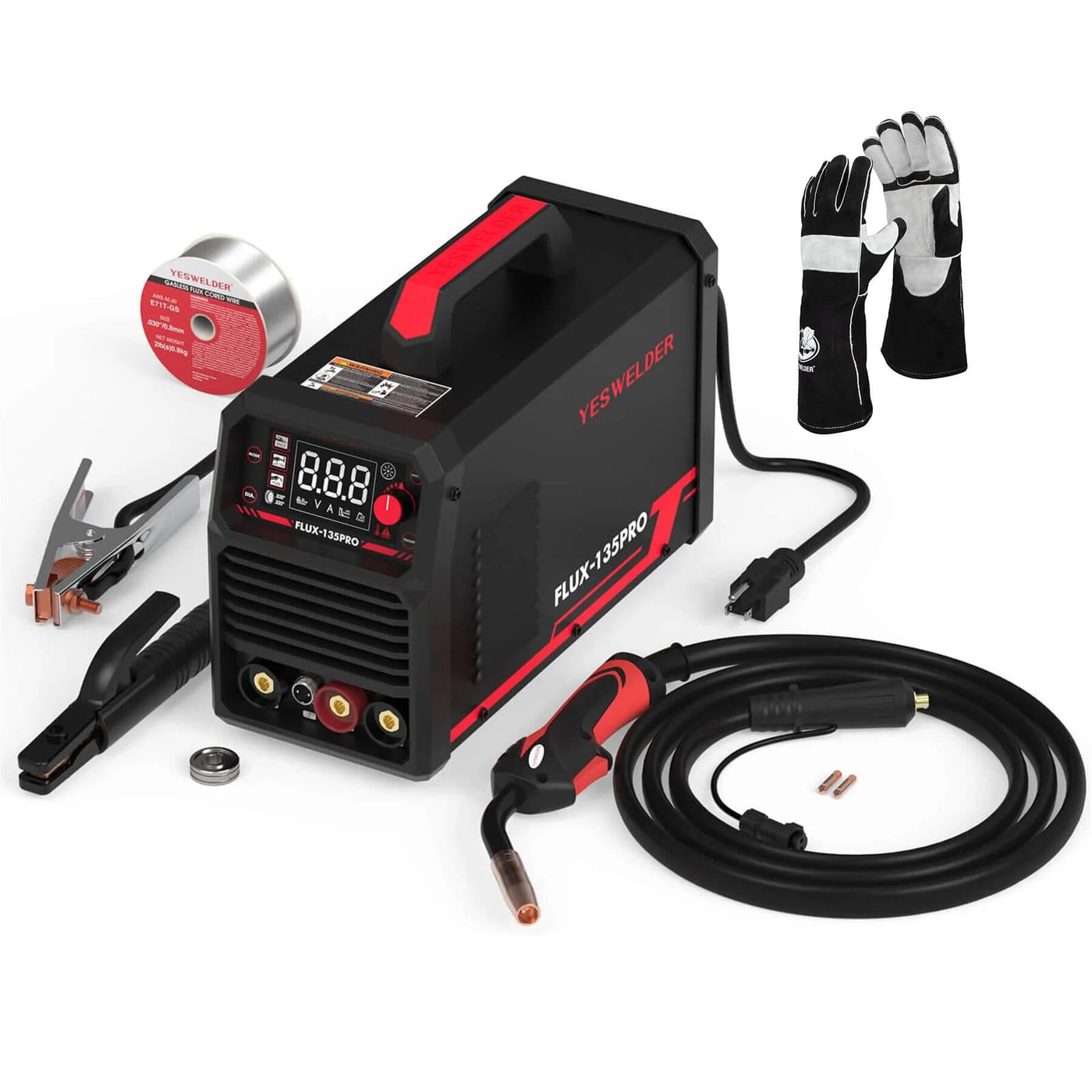 Flux-135-PRO 110V Digital Display Flux MIG/Lift TIG/Stick 3-in-1 Gasless MIG Welder Hardware > Tools > Welders & Plasma Cutters YesWelder Welder+Glove｜ Only $129.49 (Save $55.49) 