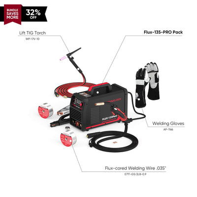 Flux-135-PRO 110V Digital Display Flux MIG/Lift TIG/Stick 3-in-1 Gasless MIG Welder Hardware > Tools > Welders & Plasma Cutters YesWelder Welder+Combo Bundle｜ Only $176.87 (Save $86.10) 