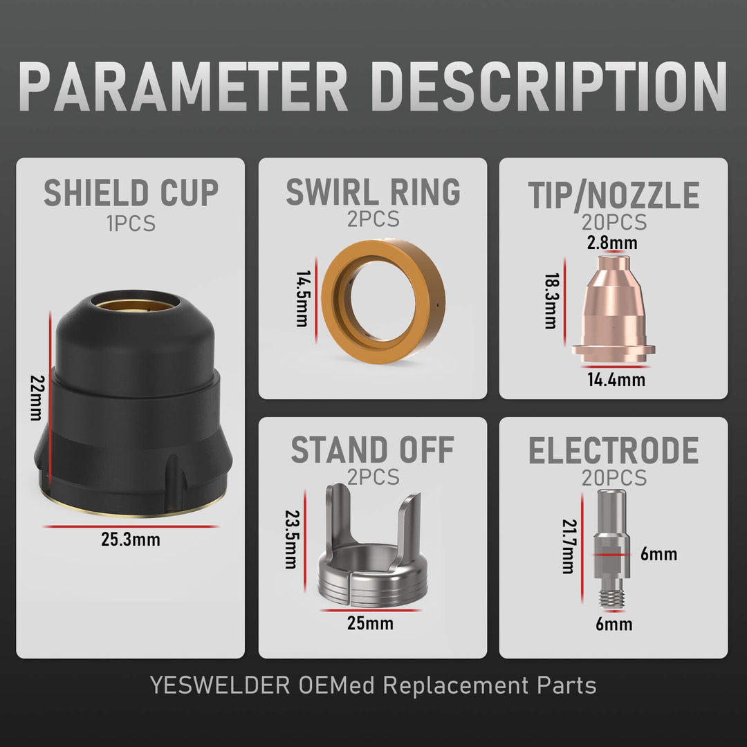 13PCS IPT40 Plasma Gouging Consumables Kit | YESWELDER Plasma
