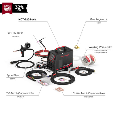 MCT520 5-in-1 MIG/TIG/Stick/CUT Welder | HF Start | Spool Gun Compatible | 110/220V Combo Machine Hardware > Tools > Welders & Plasma Cutters YesWelder Welder&Cutter+Combo Bundle｜ Only $766.53 (Save $372.40) 