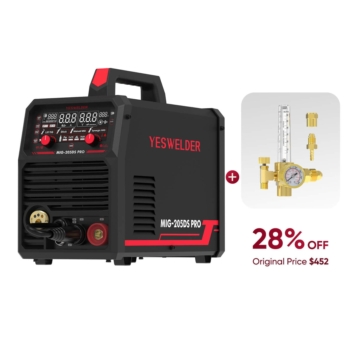 MIG-205DS-Pro Multi-Process MIG Aluminum Welder +regulator