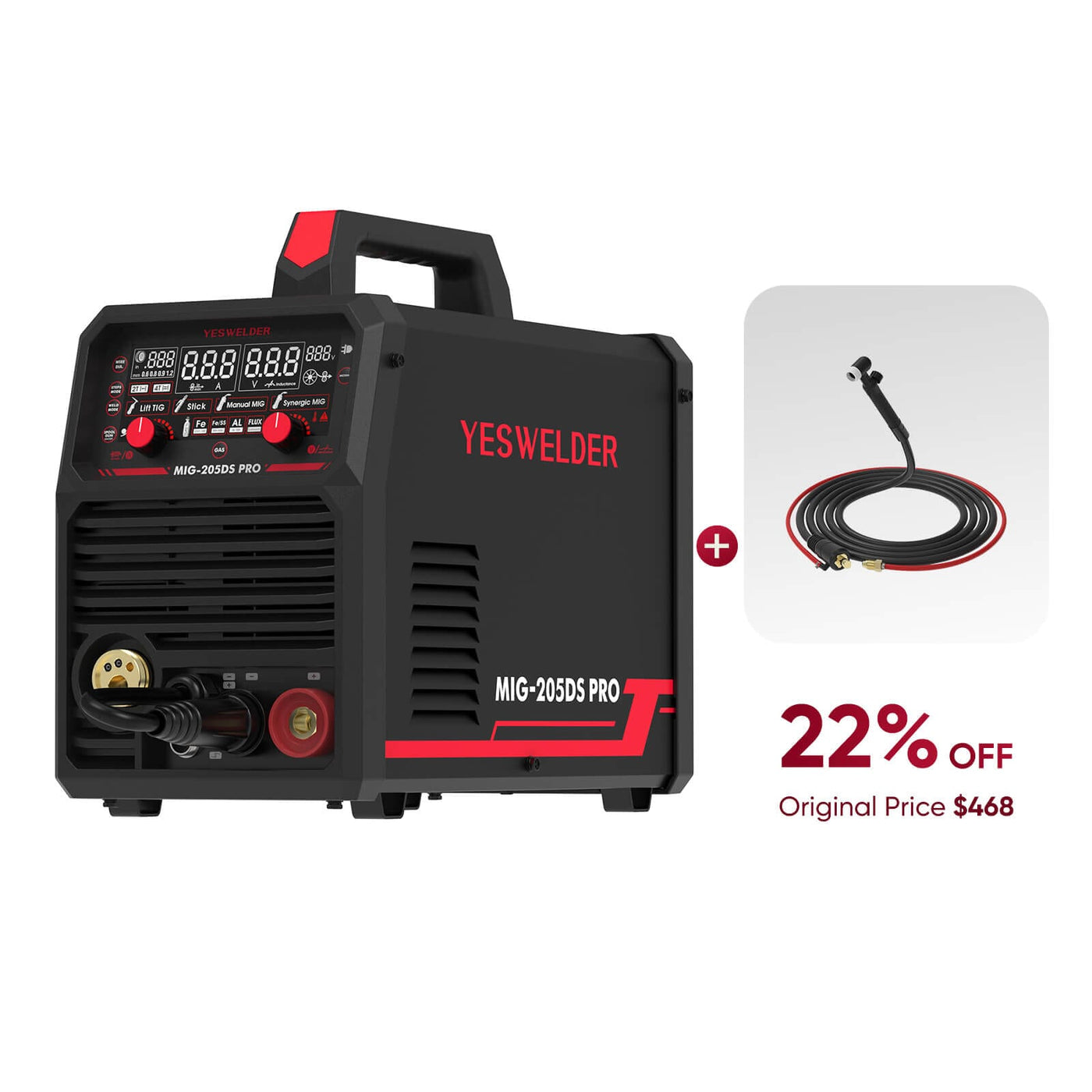 MIG-205DS-Pro Multi-Process MIG Aluminum Welder Hardware > Tools > Welders & Plasma Cutters YesWelder Welder+Lift TIG Torch | Only $365.04 (Save $102.96) 