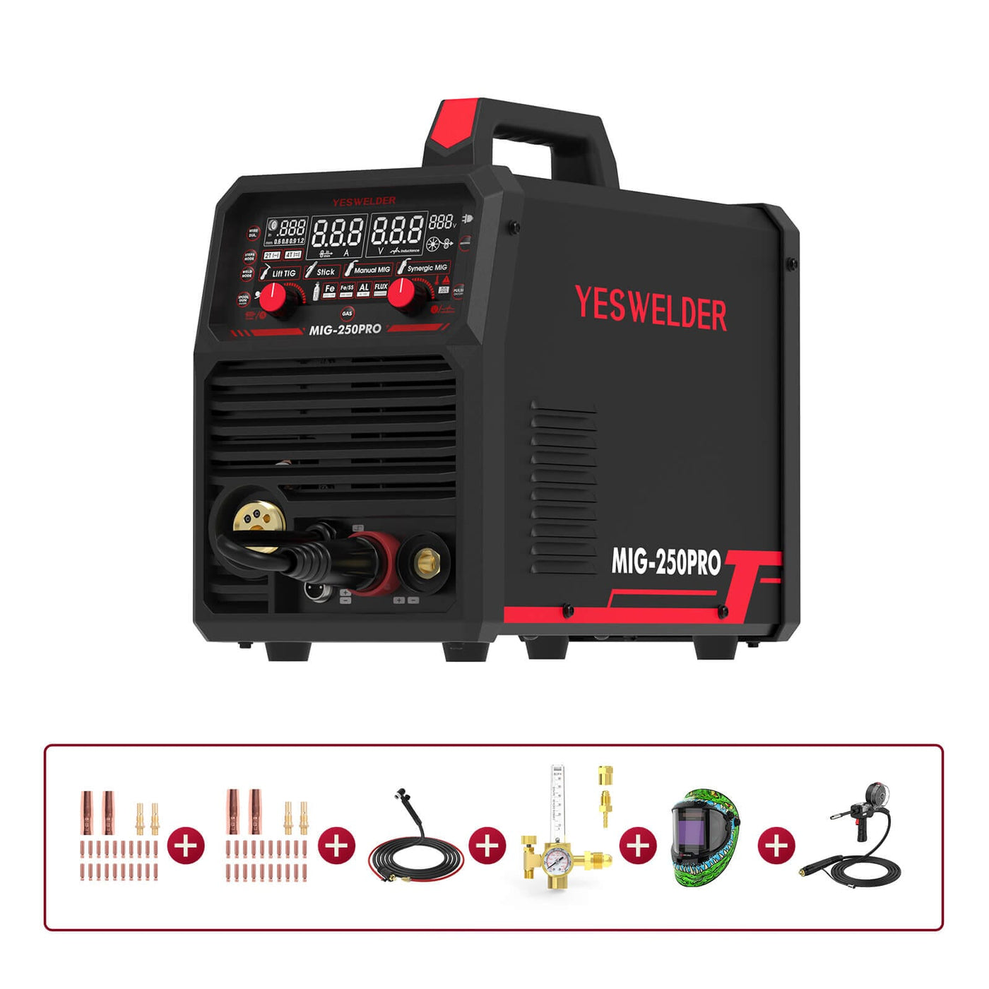 MIG-250PRO-DG 220V MIG Welder with Pulse Function, Digital Screen, and Spool Gun Compatibility Hardware > Tools > Welders & Plasma Cutters YesWelder Welder+Promo Bundle 
