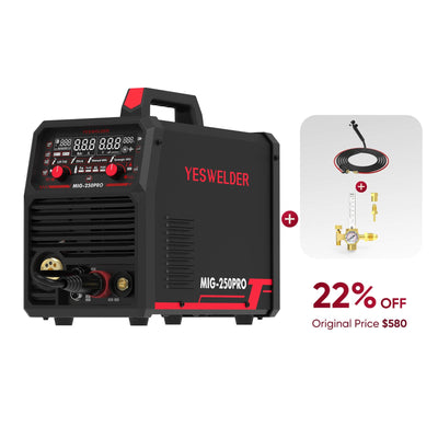 MIG-250PRO-DG 220V MIG Welder with Pulse Function, Digital Screen, and Spool Gun Compatibility Hardware > Tools > Welders & Plasma Cutters YesWelder Welder+TIG Bundle Only $452.40 (Save $127.6) 