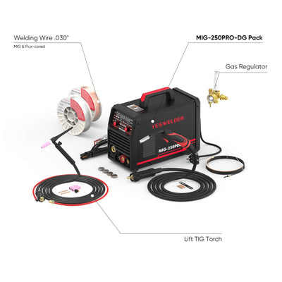 MIG-250PRO-DG MIG Welder with Pulse & Spool Gun Compatible Hardware > Tools > Welders & Plasma Cutters YesWelder Welder+Combo Bundle｜ Only $466.52 (Save $218.44) 