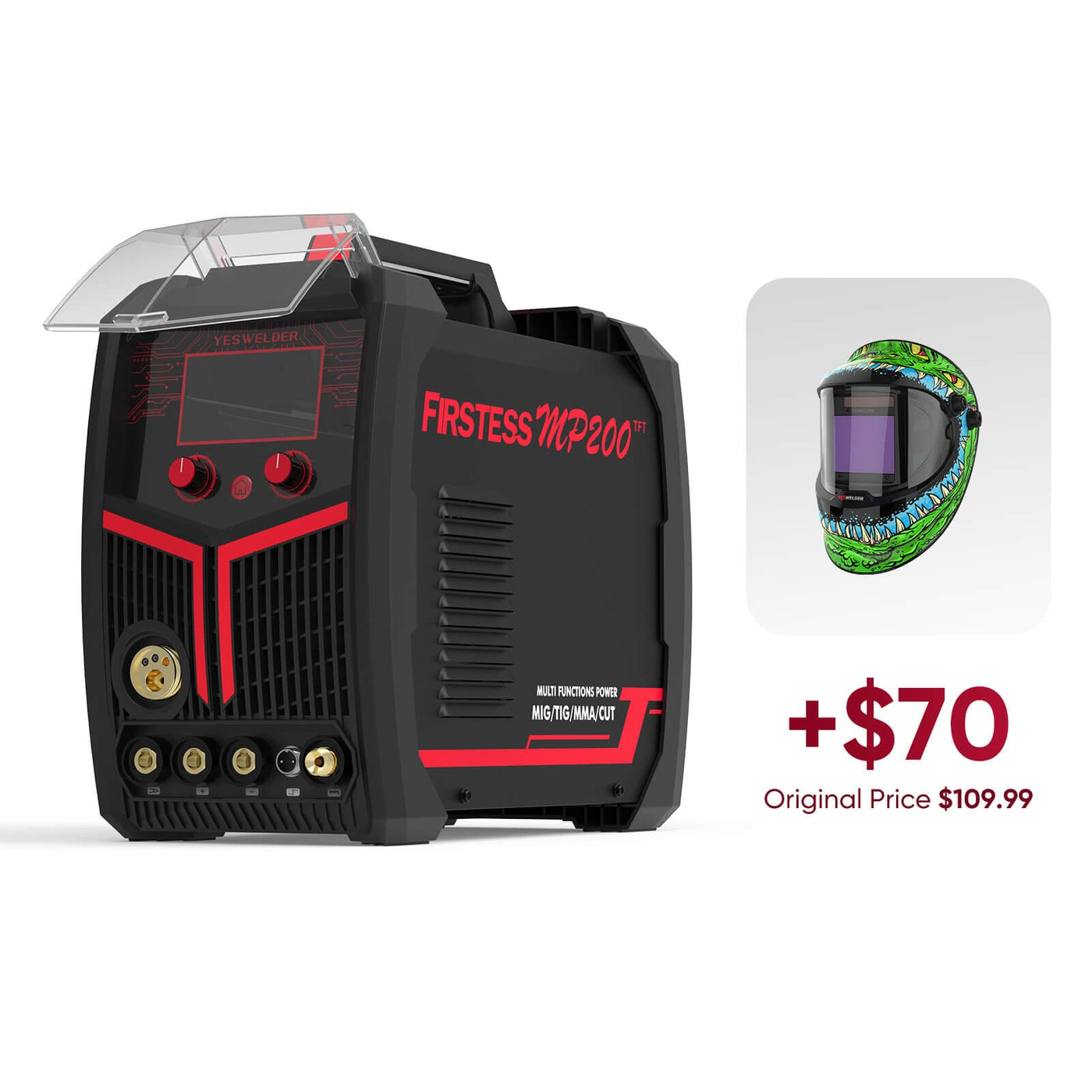 FIRSTESS MP200 5-in-1 Welder & Cutter Hardware > Tools > Welders & Plasma Cutters YesWelder Welder+Helmet (+70USD) 