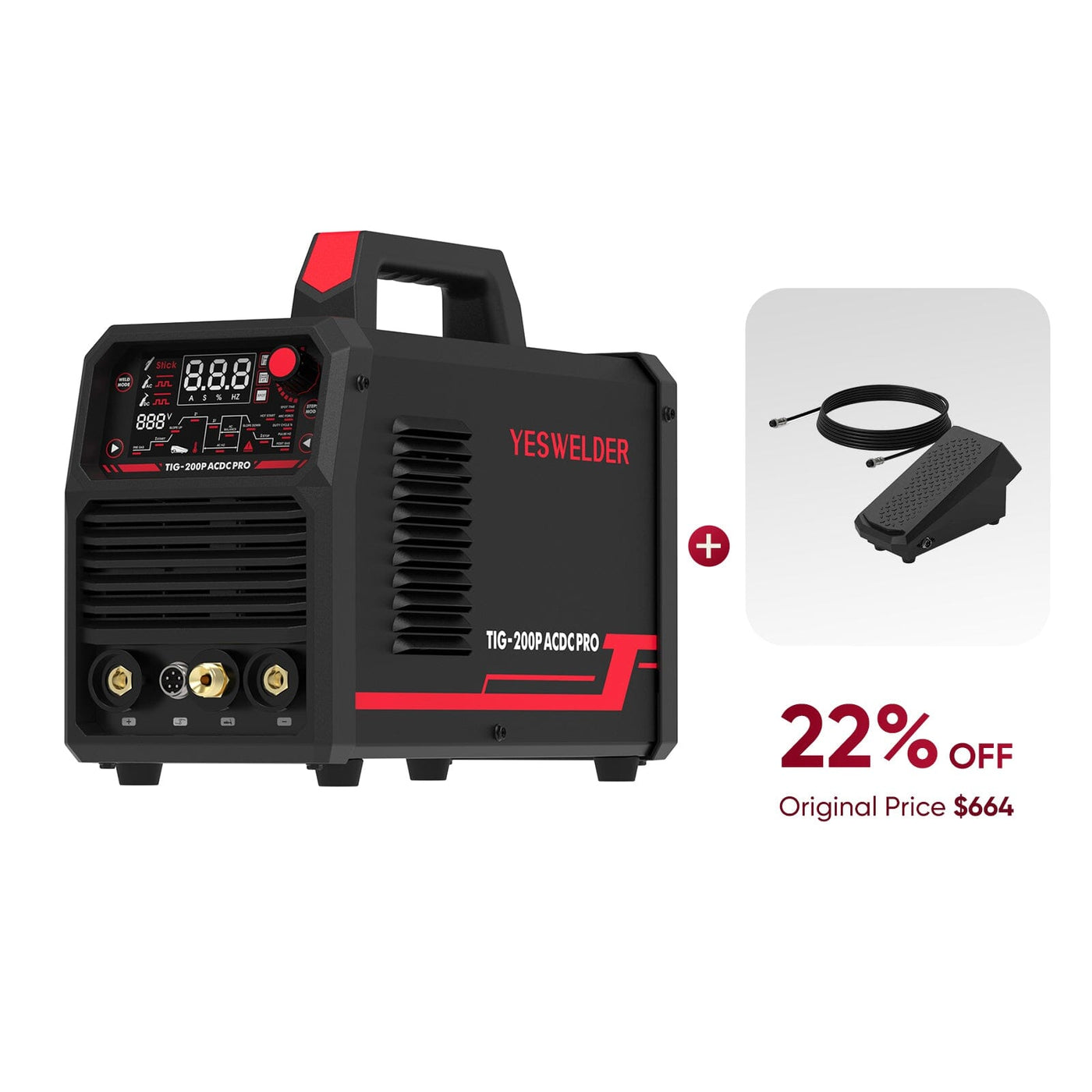 TIG-200P-ACDC-PRO AC/DC Aluminum TIG Welder Hardware > Tools > Welders & Plasma Cutters YesWelder Welder+Foot Pedal Only$517.91 (Save $146.08) 