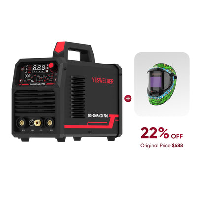 TIG-200P-ACDC-PRO AC/DC Aluminum TIG Welder Hardware > Tools > Welders & Plasma Cutters YesWelder Welder+Helmet Only$536.64 (Save $151.36) 