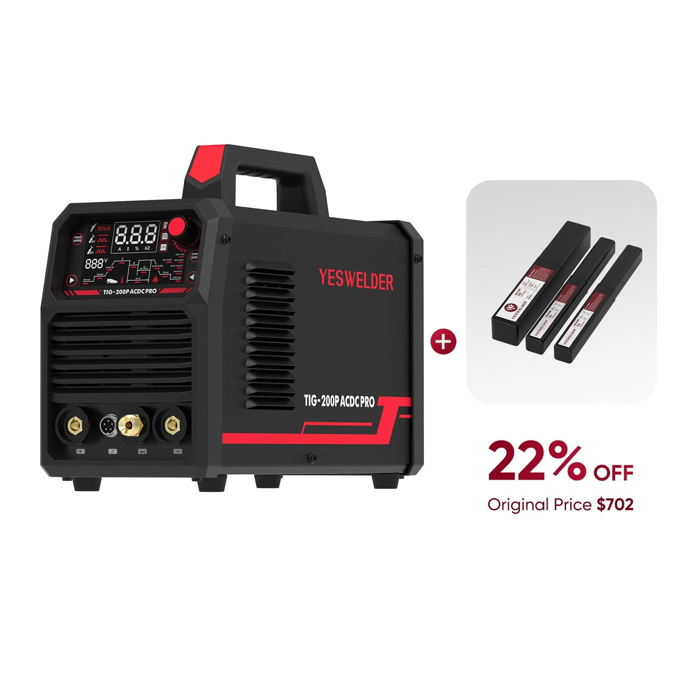 TIG-200P-ACDC-PRO AC/DC Aluminum TIG Welder Hardware > Tools > Welders & Plasma Cutters YesWelder Welder+TIG Rods Only$547.56 (Save $154.44) 
