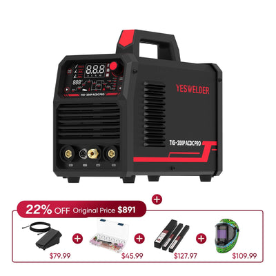 TIG-200P-ACDC-PRO AC/DC Aluminum TIG Welder Hardware > Tools > Welders & Plasma Cutters YesWelder Welder+Promo Bundle Only$694.98 (Save $196.02) 