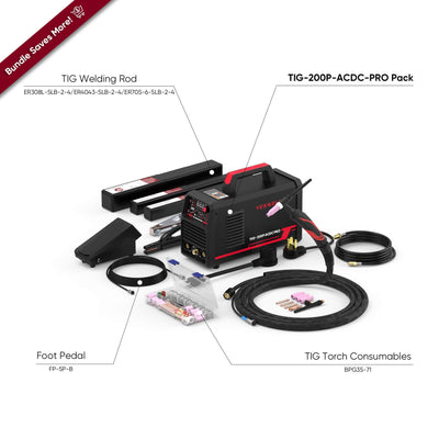 TIG-200P-ACDC-PRO AC/DC Aluminum TIG Welder Hardware > Tools > Welders & Plasma Cutters YesWelder Welder+Combo Bundle 
