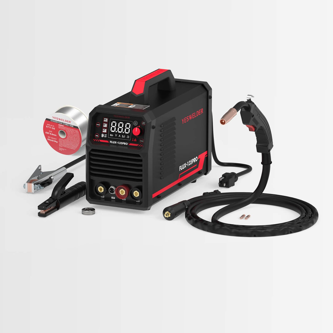 Flux-135-PRO 110V Digital Display Flux MIG/Lift TIG/Stick 3-in-1 Gasless MIG Welder