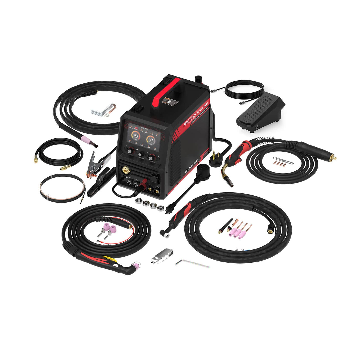tig welder with foot pedal FIRSTESS MP200 5-in-1 Welder & Cutter, Welder+Glove+Electrode