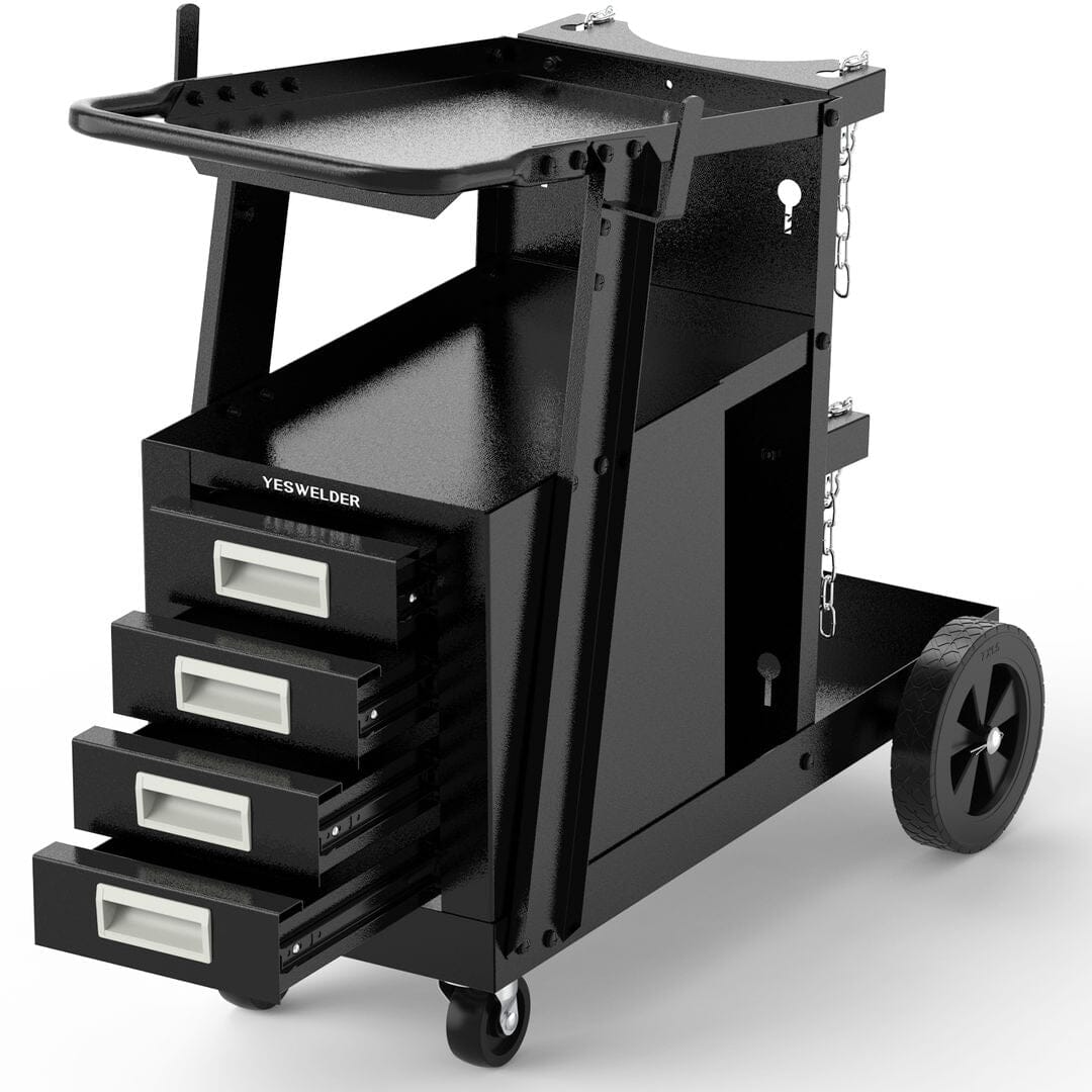Welding Cart With 4 Drawers – 220 Lb Capacity, Mobile Cart For MIG/TIG Welders & Plasma Cutters