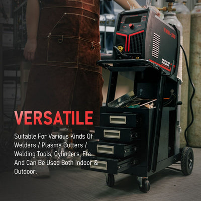 Heavy-Duty 360° Rolling Welding Cart with 4 Drawers – Versatile Storage for MIG, TIG Welders & Plasma Cutters YesWelder 